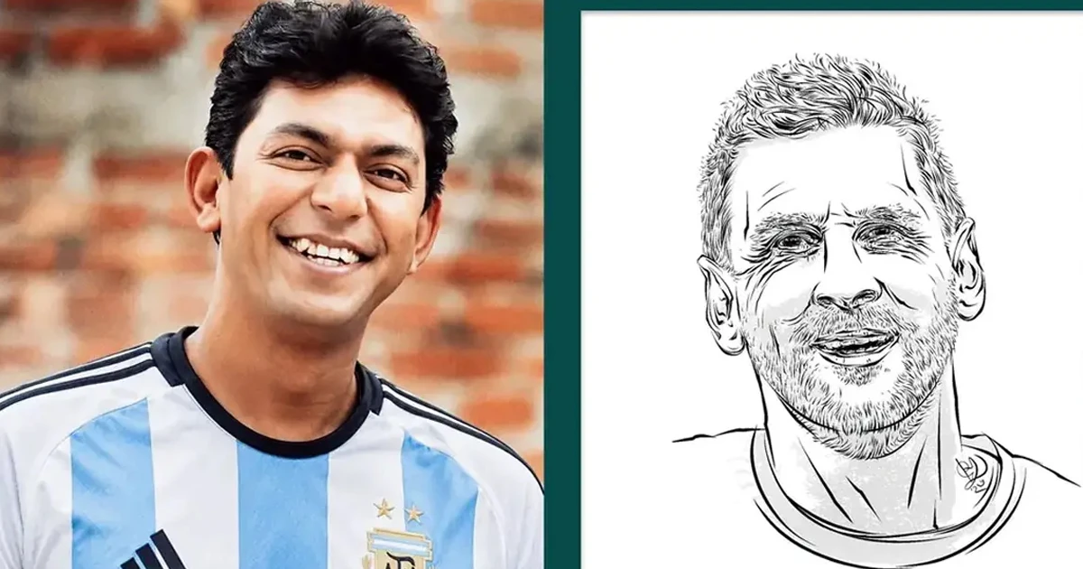 মেসির ছবি এঁকে ভক্তদের মন ছুঁলেন চঞ্চল চৌধুরী