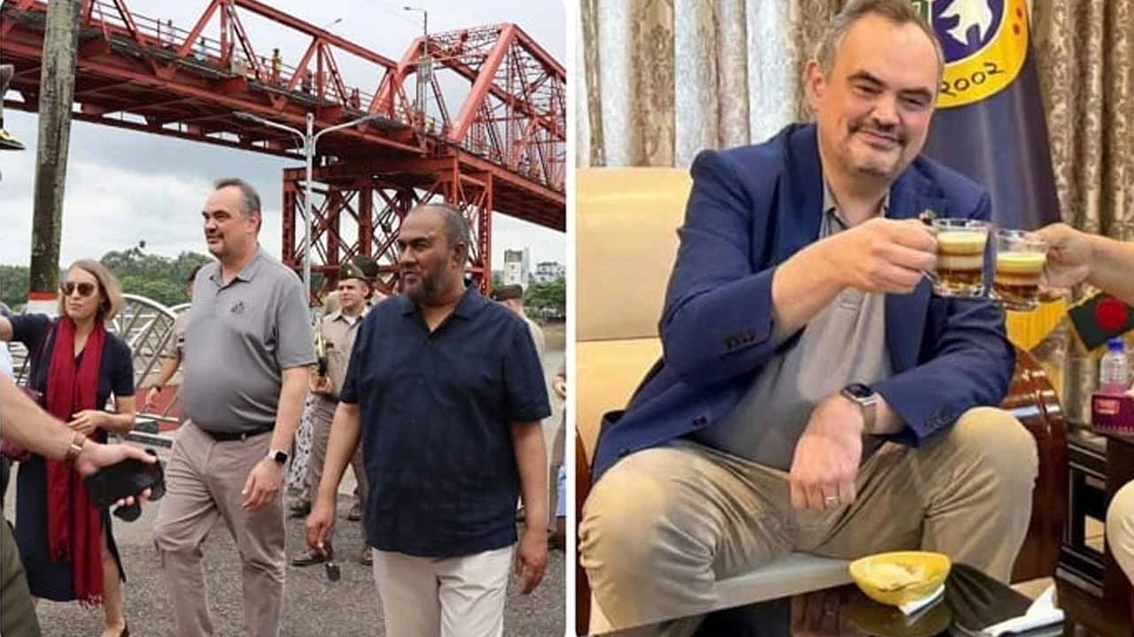 সিলেটে মার্কিন রাষ্ট্রদূত: ঘুরে দেখলেন কিনব্রিজ, খেলেন সাত রঙের চা