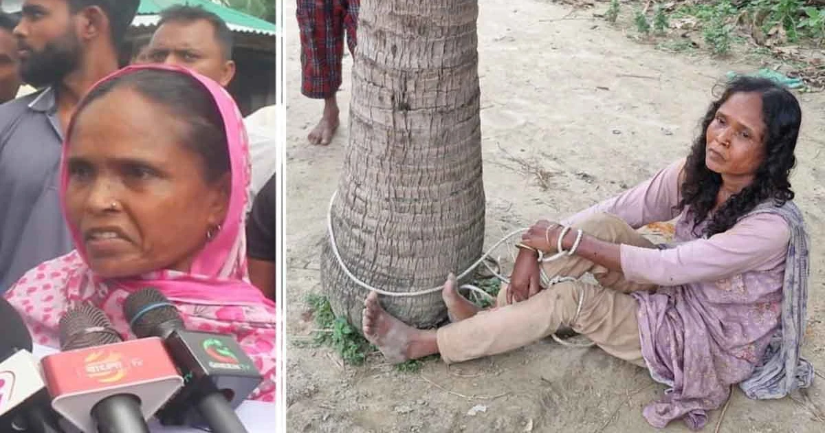 মহাদেবপুরে মানববন্ধনে প্রভাবশালীর বিরুদ্ধে বক্তব্যের জেরে গৃহবধূকে গাছে বেঁধে নির্যাতন