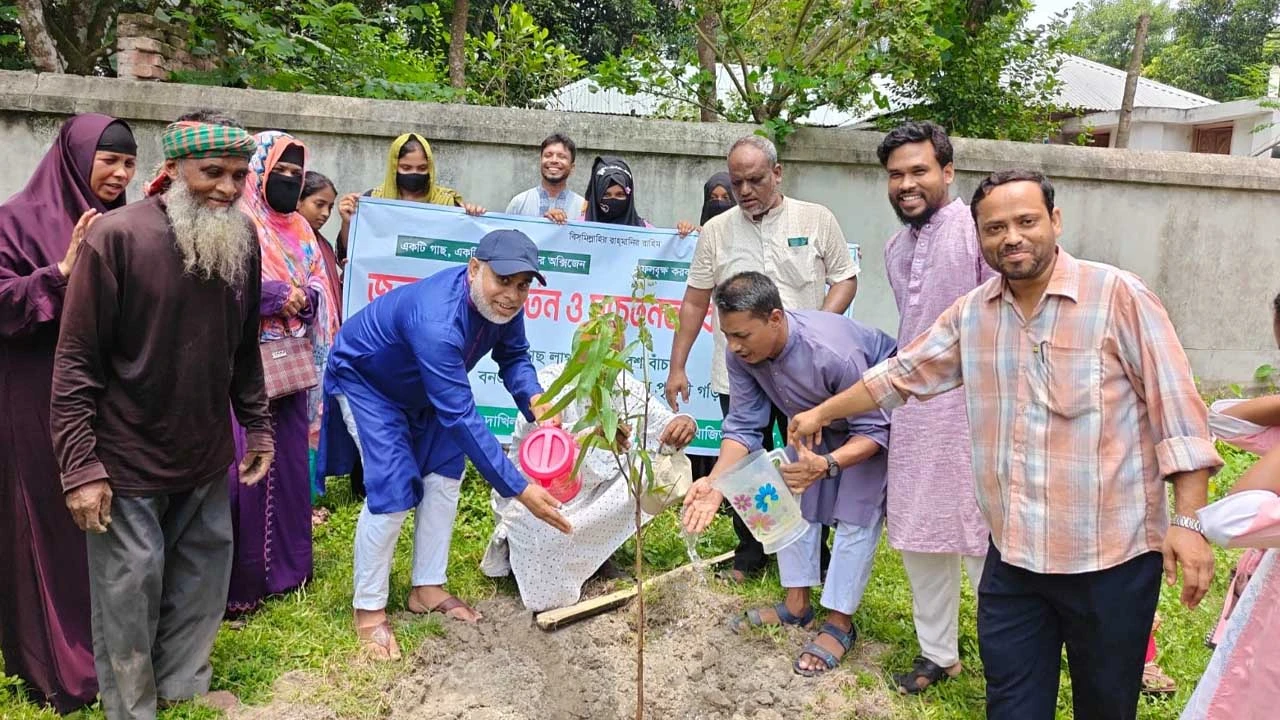 লালপুরে মাদ্রাসায় গাছের চারা রোপণ ও বিতরণ
