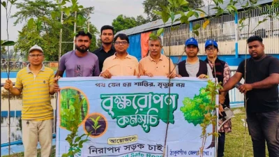 ঠাকুরগাঁওয়ে নিরাপদ সড়ক চাই’র পক্ষ থেকে বৃক্ষরোপণ কর্মসূচী